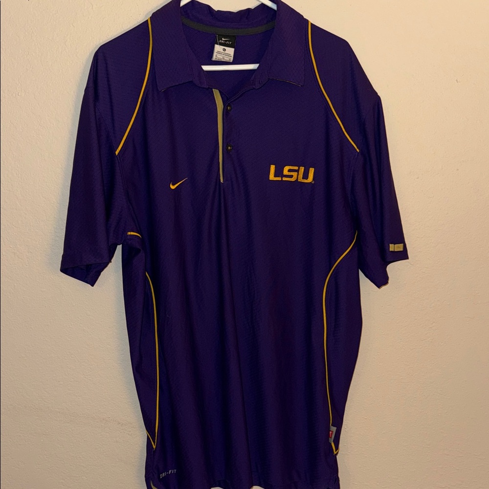 Nike Purple Polo with Gold LSU Embroidery